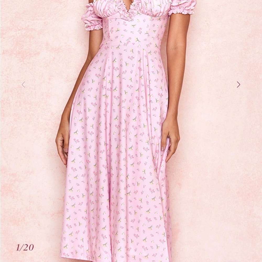 House of CB Pink Floral Midi Dress